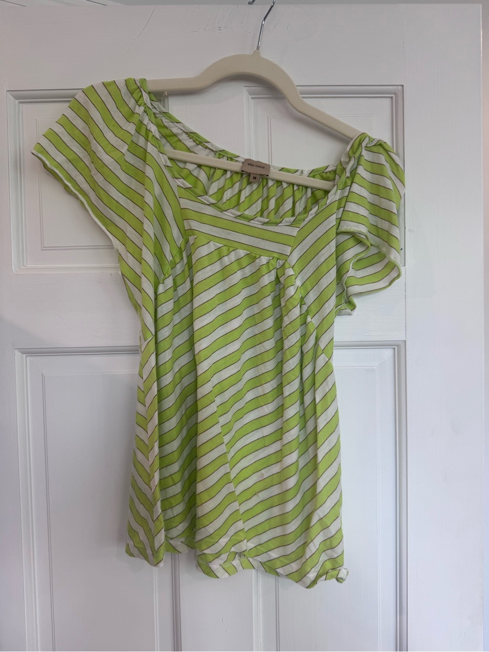 Ella Moss Lime Green and White baby doll Top vintage y2K size M